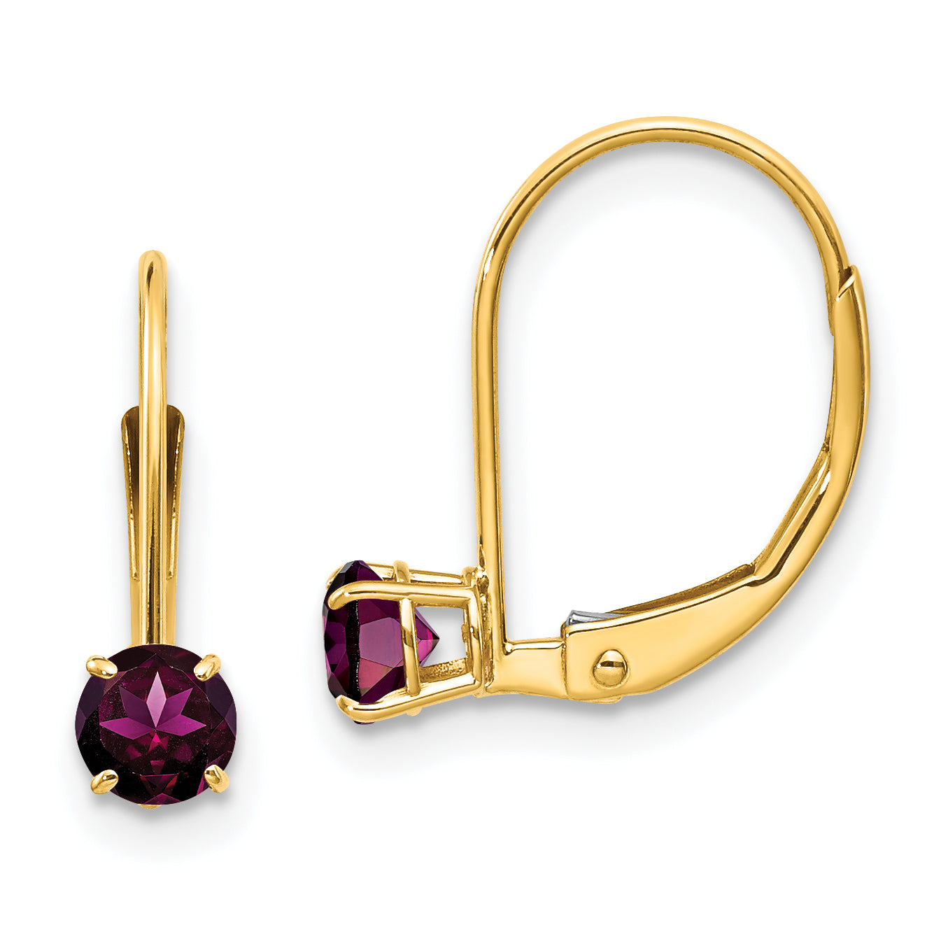 14K Gelbgold 4mm Rund June/rhodolite Ohrhänger mit Brisur