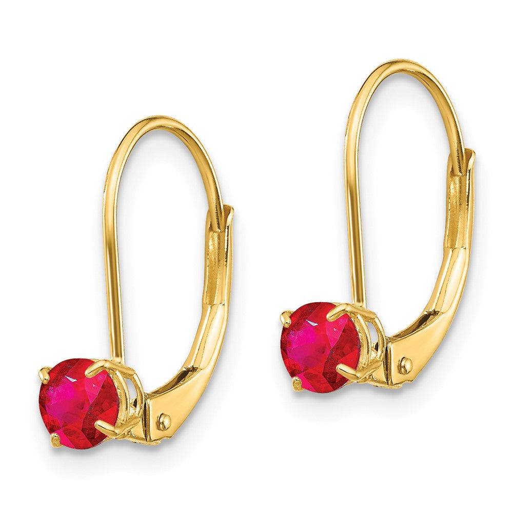 14K 4 mm Rund Juli/Rubin Leverback-Ohrringe