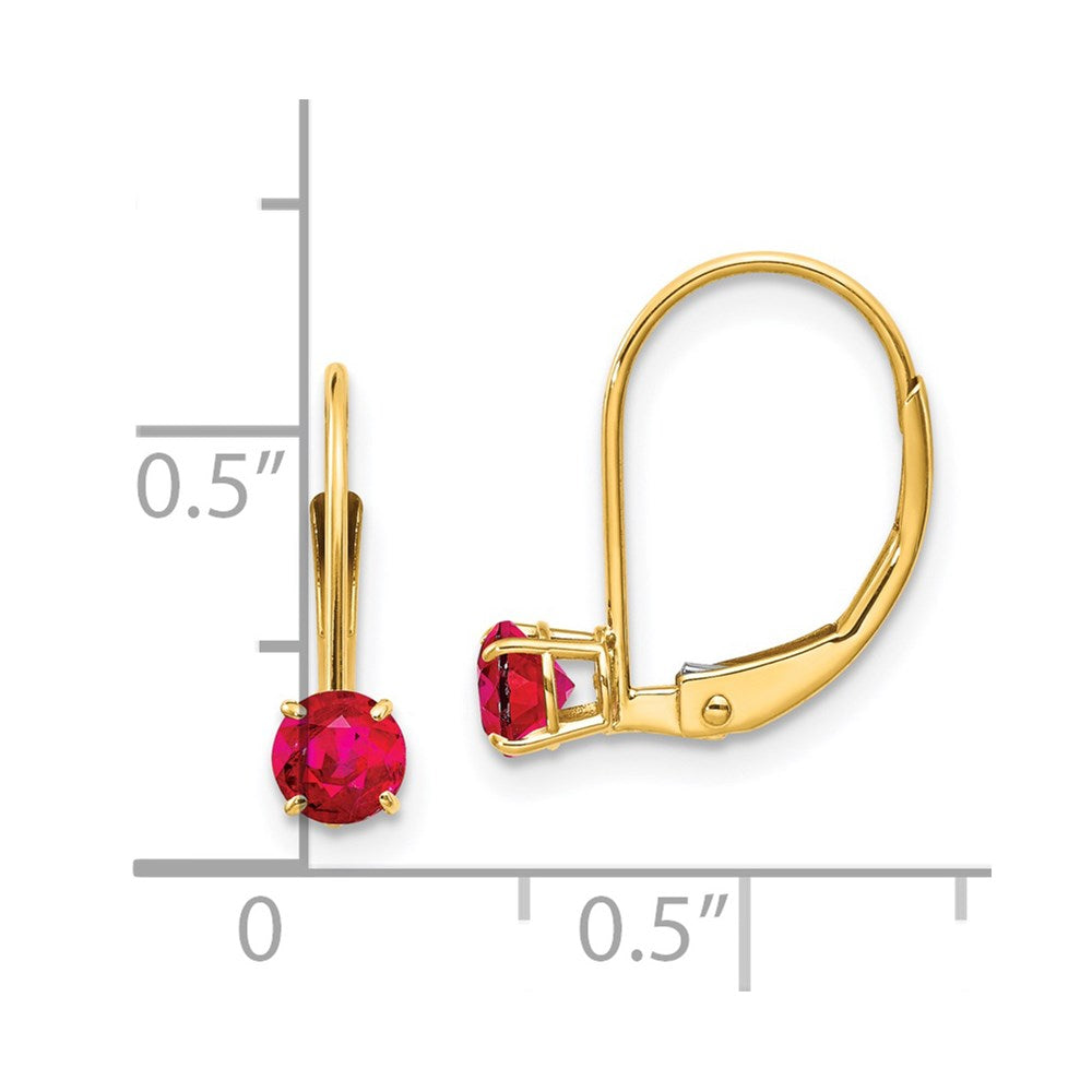 14K 4 mm Rund Juli/Rubin Leverback-Ohrringe