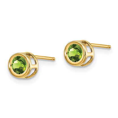 14K Gelbgold 4mm Zargenfassung August/peridot Ohrstecker