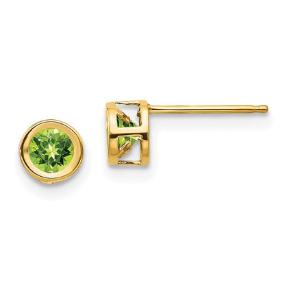 14K Gelbgold 4mm Zargenfassung August/peridot Ohrstecker