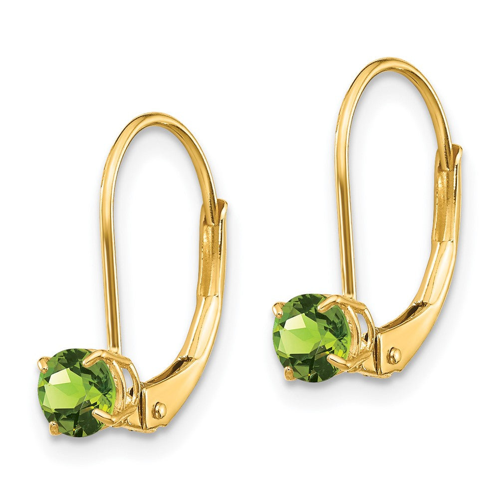 14K Gelbgold 4mm Rund August/peridot Ohrhänger mit Brisur