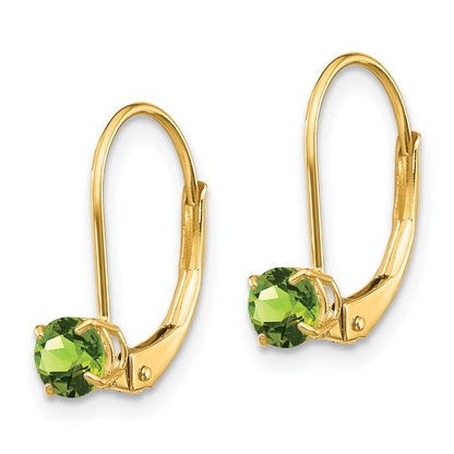 14K Gelbgold 4mm Rund August/peridot Ohrhänger mit Brisur