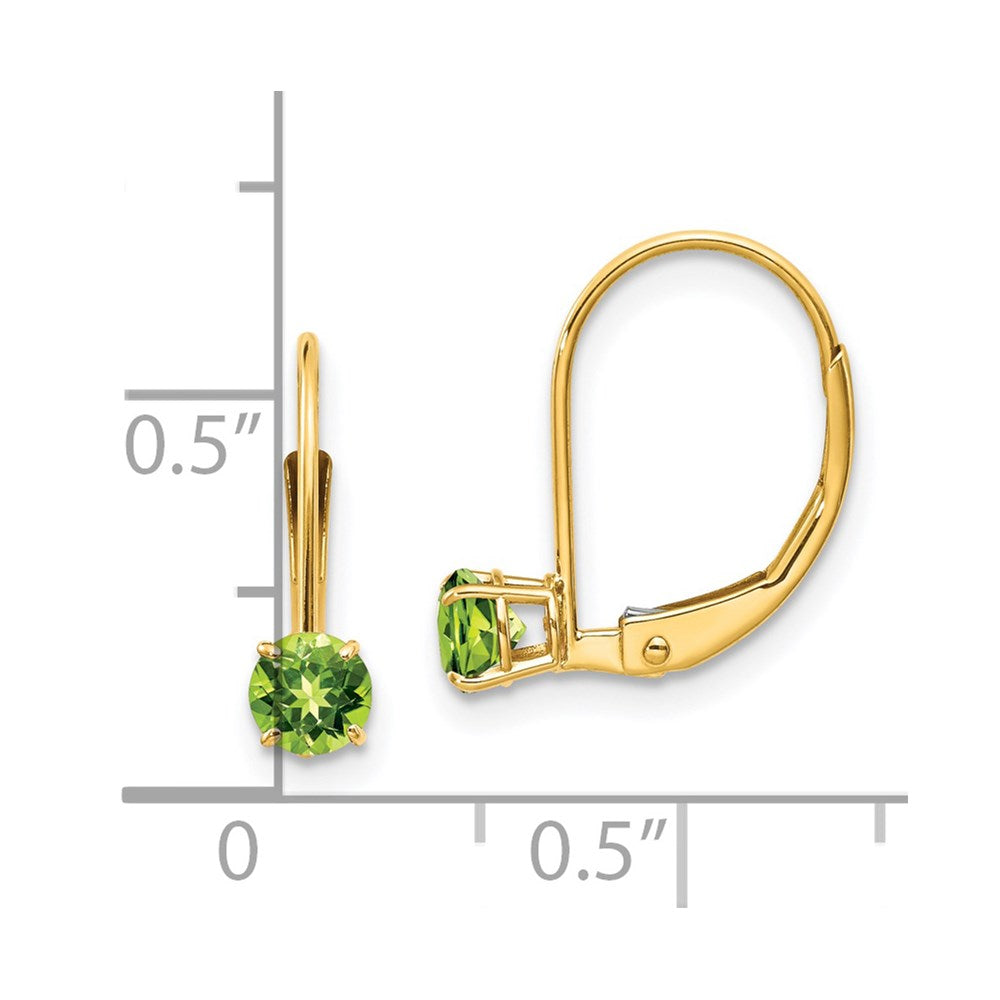14K Gelbgold 4mm Rund August/peridot Ohrhänger mit Brisur
