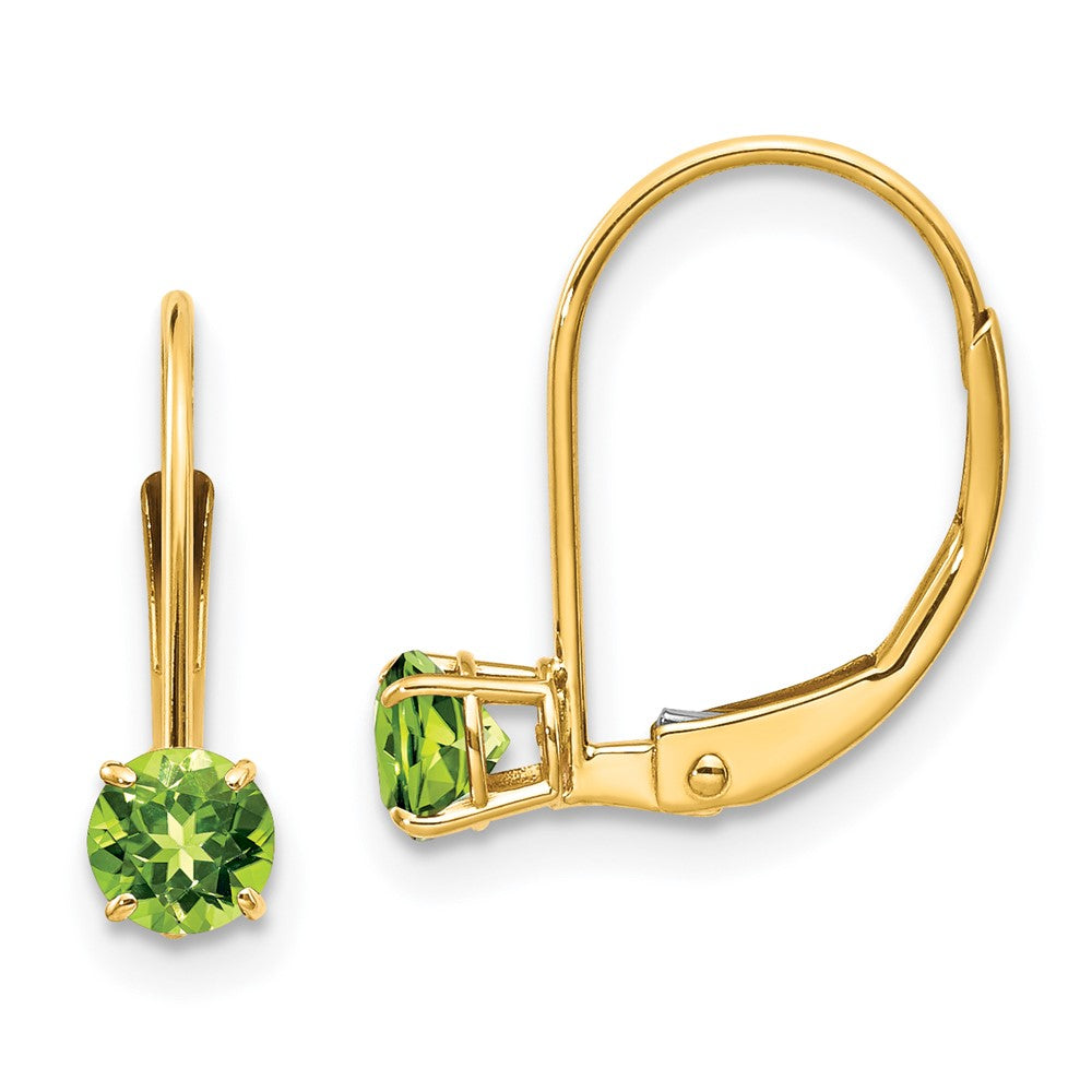 14K Gelbgold 4mm Rund August/peridot Ohrhänger mit Brisur