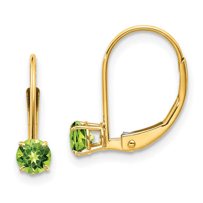 14K Gelbgold 4mm Rund August/peridot Ohrhänger mit Brisur