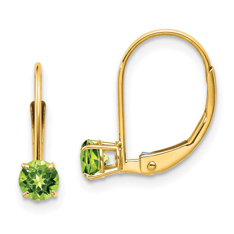 14K Gelbgold 4mm Rund August/peridot Ohrhänger mit Brisur