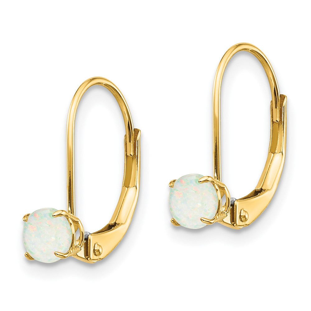 14K Gelbgold 4mm Rund October/opal Ohrhänger mit Brisur