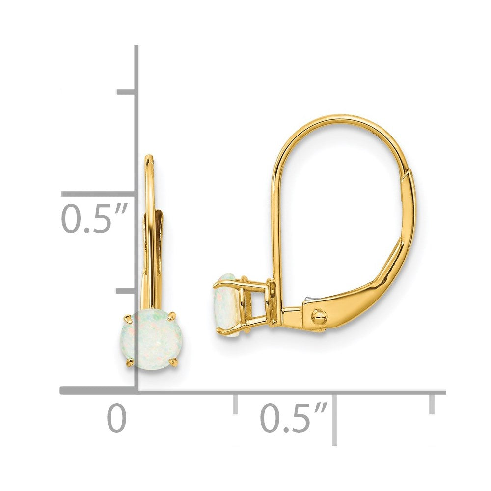 14K Gelbgold 4mm Rund October/opal Ohrhänger mit Brisur