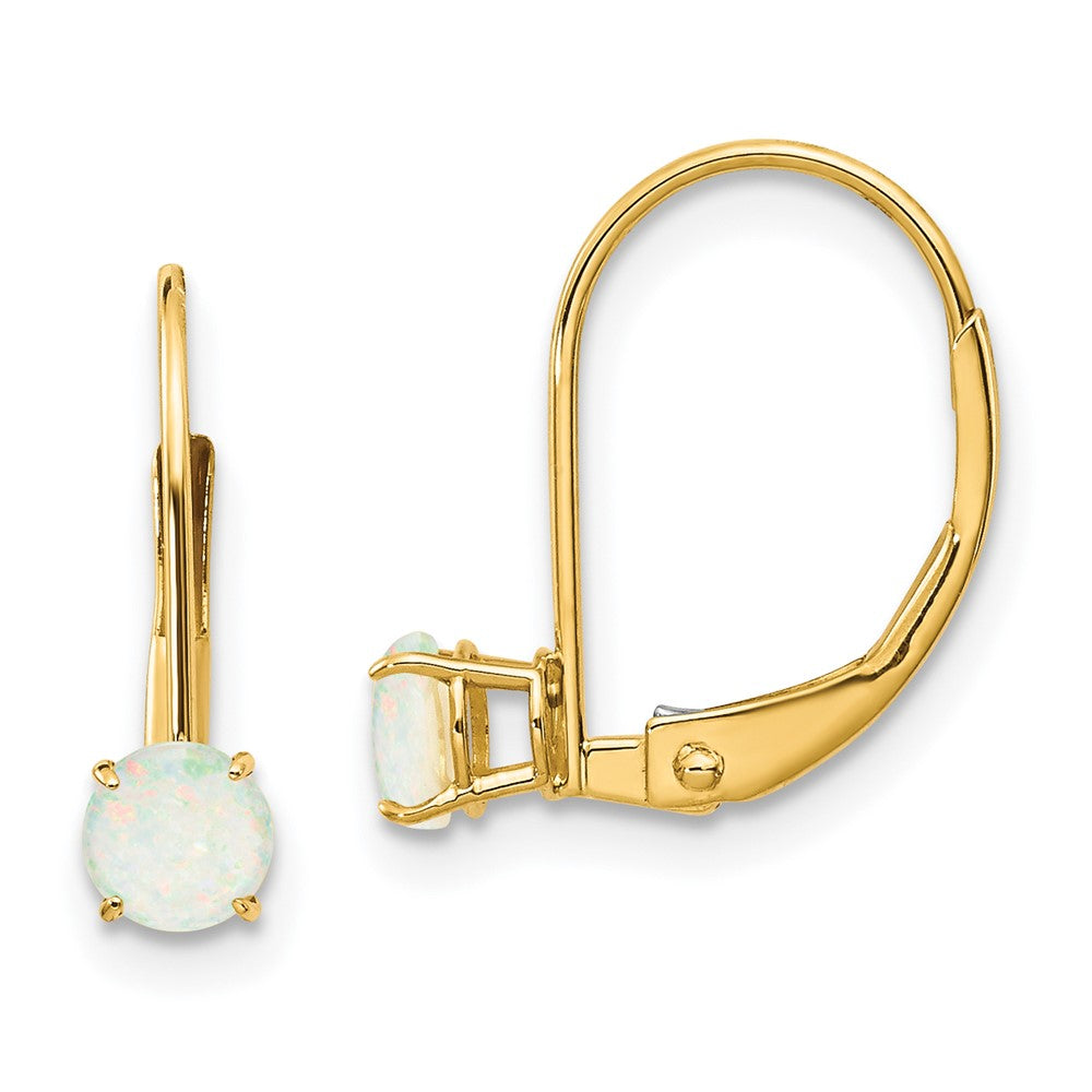 14K Gelbgold 4mm Rund October/opal Ohrhänger mit Brisur