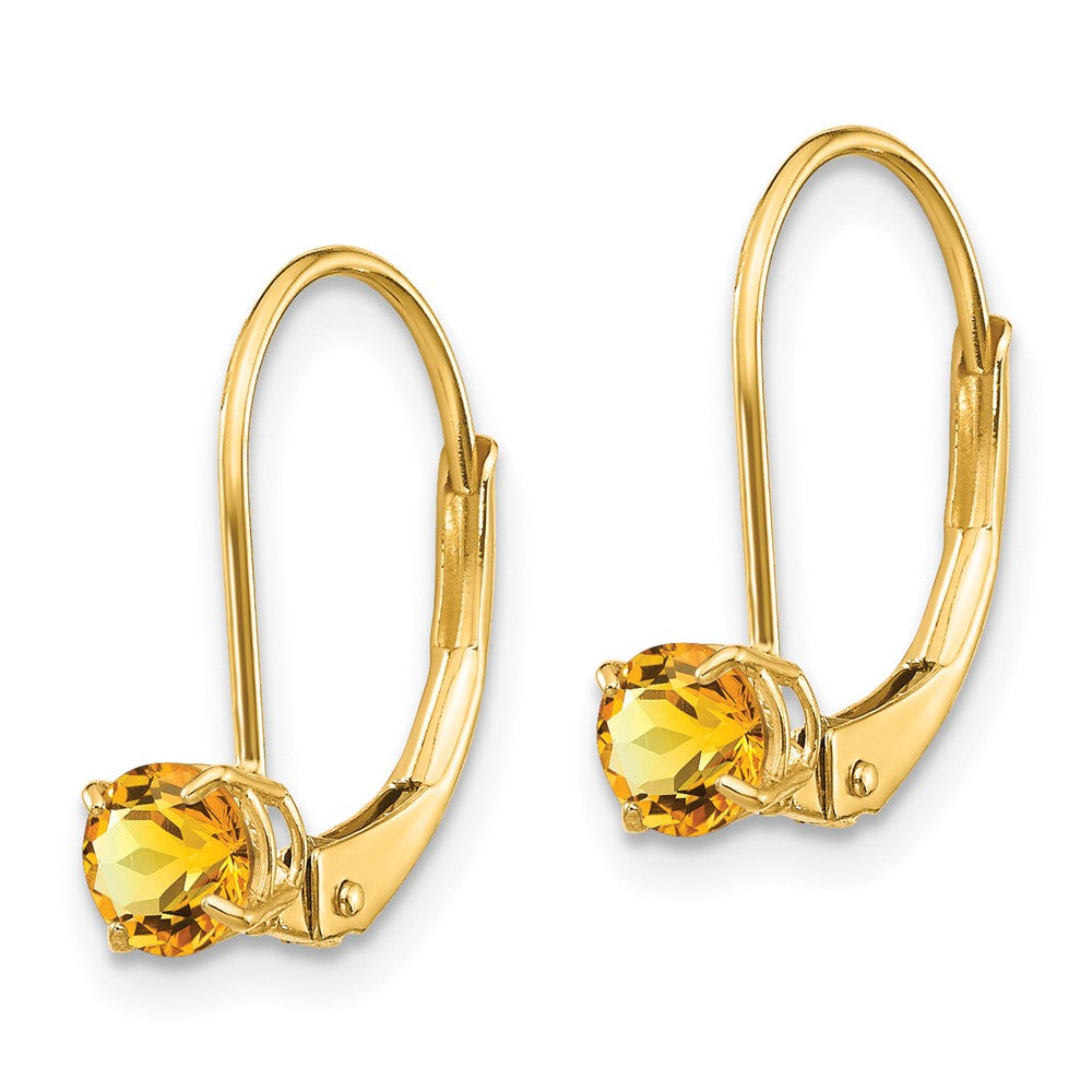 14K Gelbgold 4mm Rund November/citrine Ohrhänger mit Brisur