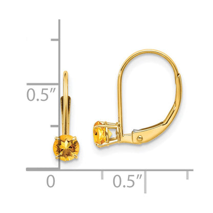 14K Gelbgold 4mm Rund November/citrine Ohrhänger mit Brisur