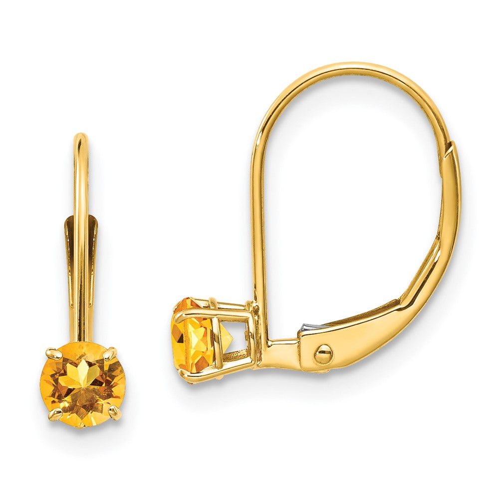 14K Gelbgold 4mm Rund November/citrine Ohrhänger mit Brisur