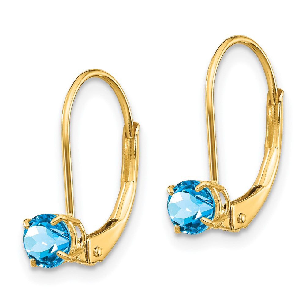 14K Gelbgold 4mm Rund December/ Blautopas Ohrhänger mit Brisur