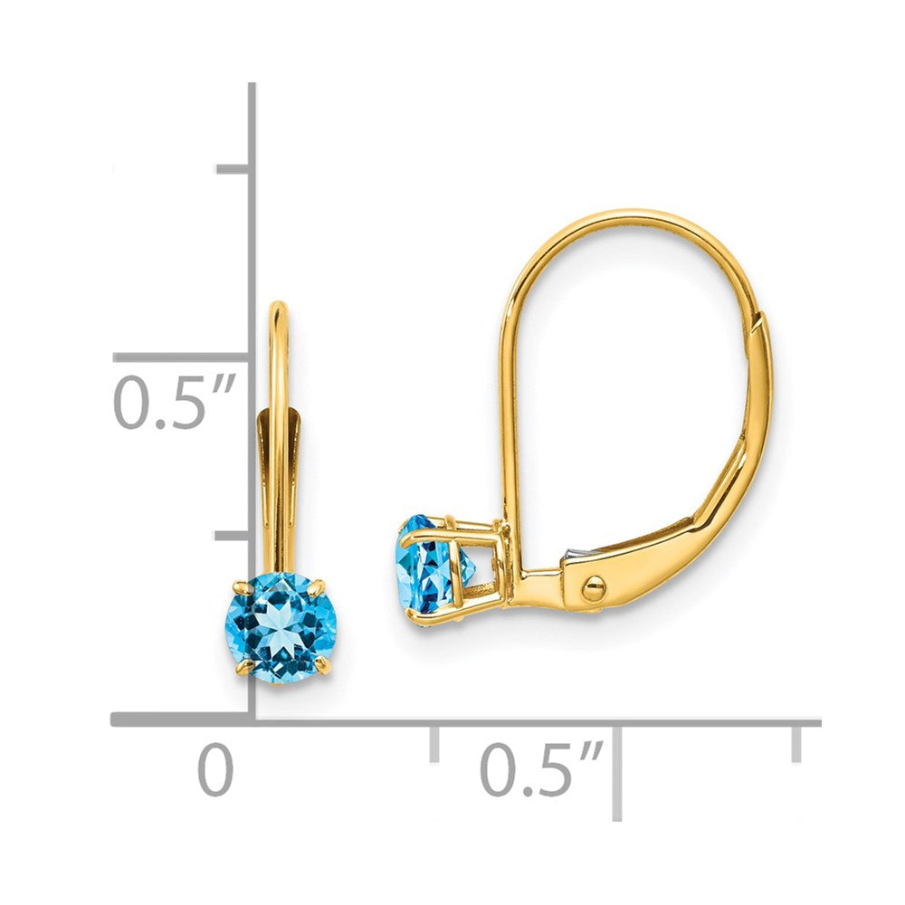 14K Gelbgold 4mm Rund December/ Blautopas Ohrhänger mit Brisur