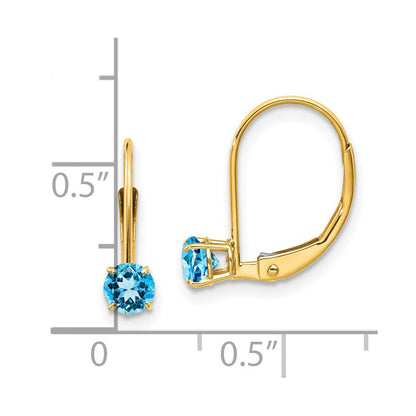 14K Gelbgold 4mm Rund December/ Blautopas Ohrhänger mit Brisur