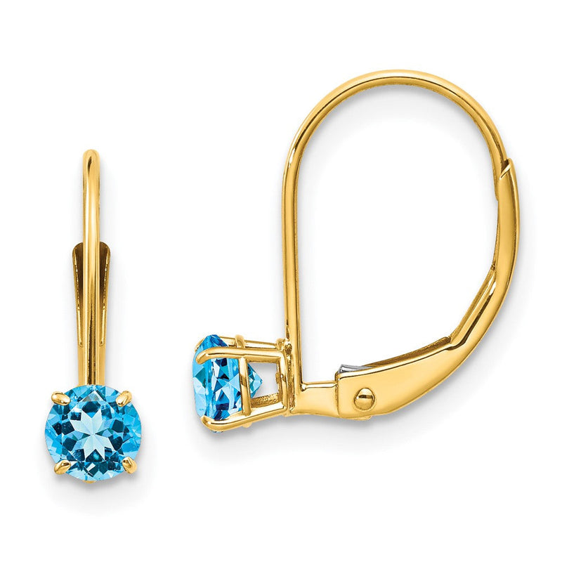 14K Gelbgold 4mm Rund December/ Blautopas Ohrhänger mit Brisur