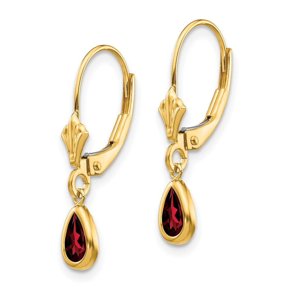 14K Gelbgold 6x4mm Granat/january Ohrringe