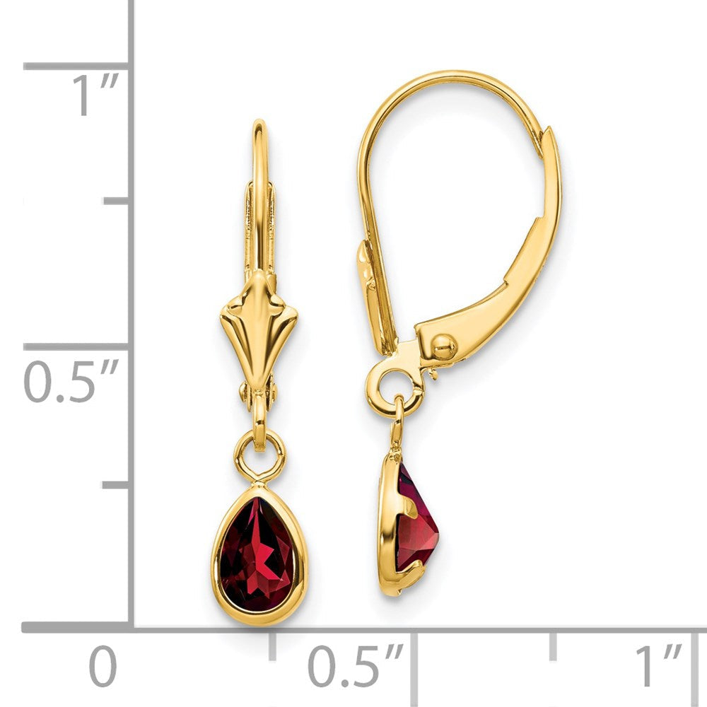 14K Gelbgold 6x4mm Granat/january Ohrringe