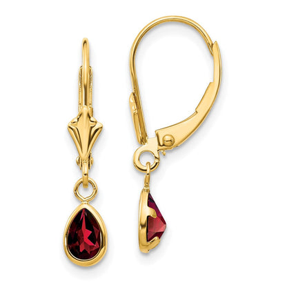 14K Gelbgold 6x4mm Granat/january Ohrringe