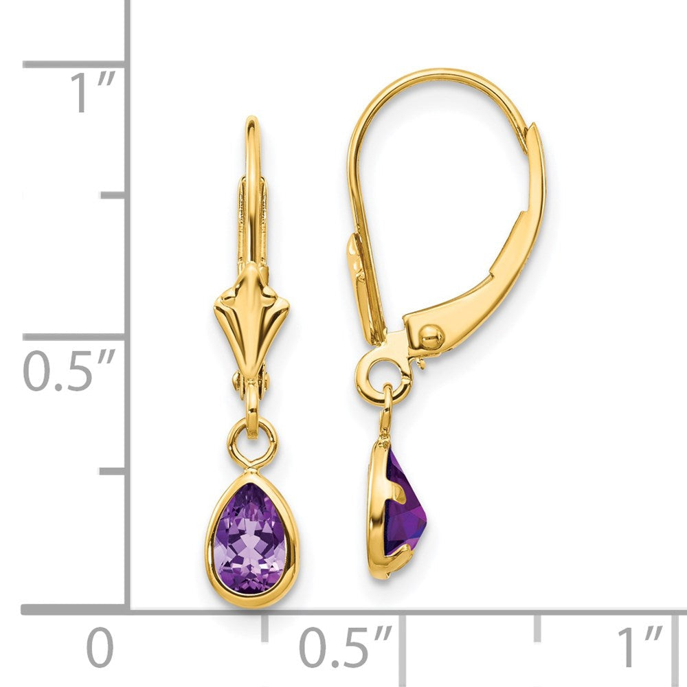 14K Ohrringe mit 6 x 4 mm Amethyst/Februar-Geburtsstein