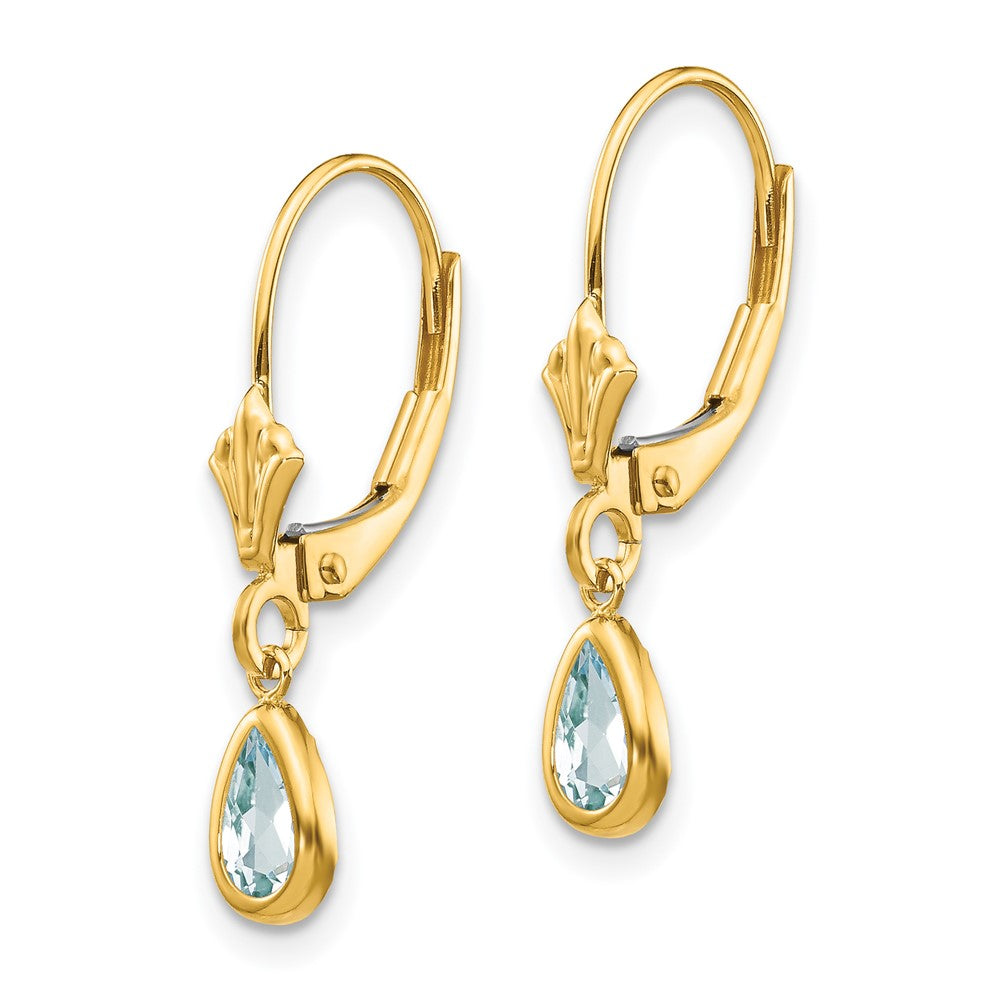 14K 6 x 4 mm Ohrringe mit Aquamarin (März)