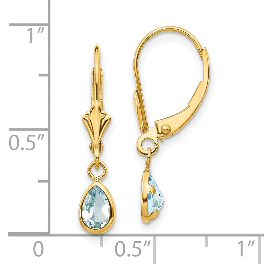 14K 6 x 4 mm Ohrringe mit Aquamarin (März)
