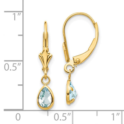 14K 6 x 4 mm Ohrringe mit Aquamarin (März)