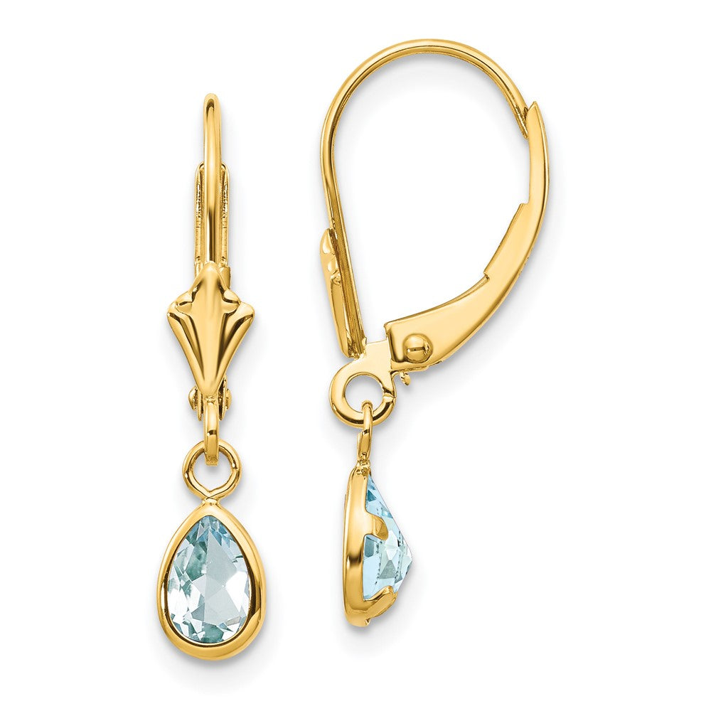 14K 6 x 4 mm Ohrringe mit Aquamarin (März)