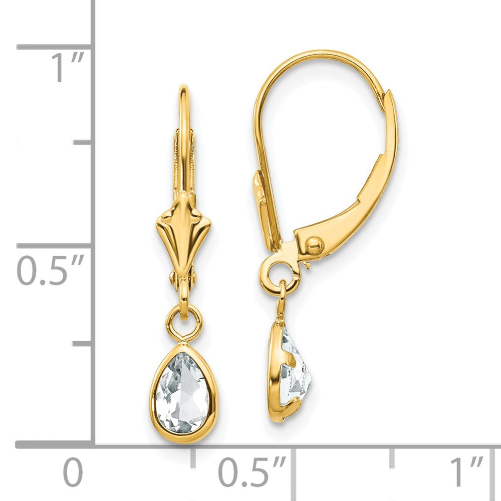 14K Gelbgold 6x4mm April Weiß Topas Ohrringe