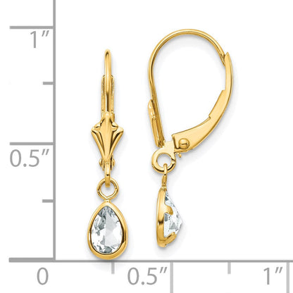 14K Gelbgold 6x4mm April Weiß Topas Ohrringe