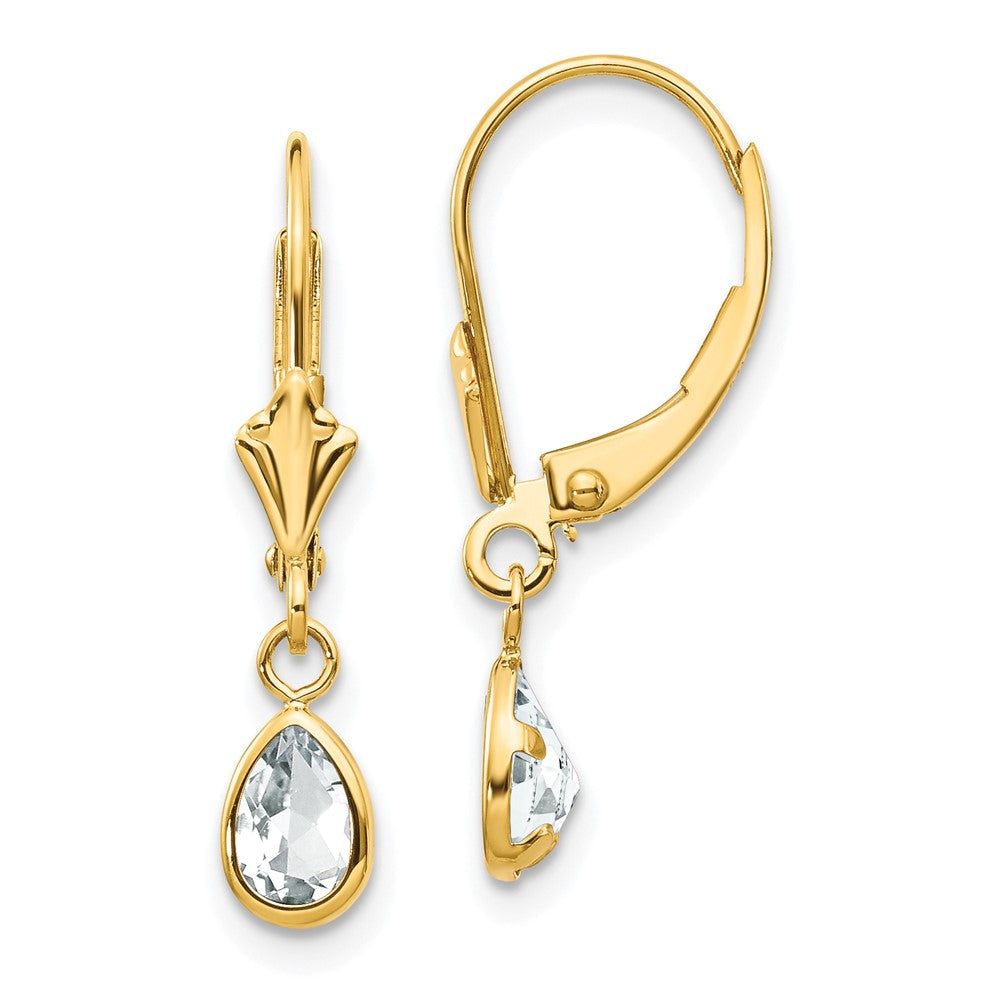 14K Gelbgold 6x4mm April Weiß Topas Ohrringe