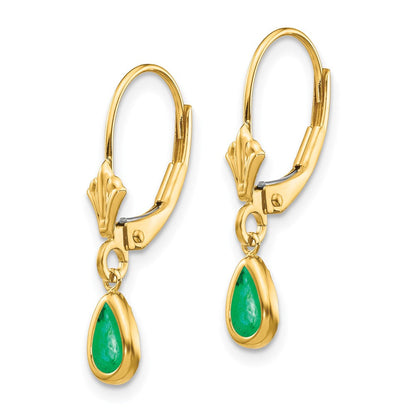 14K Gelbgold Ohrringe mit Smaragd (6x4 mm), Geburtsstein Mai