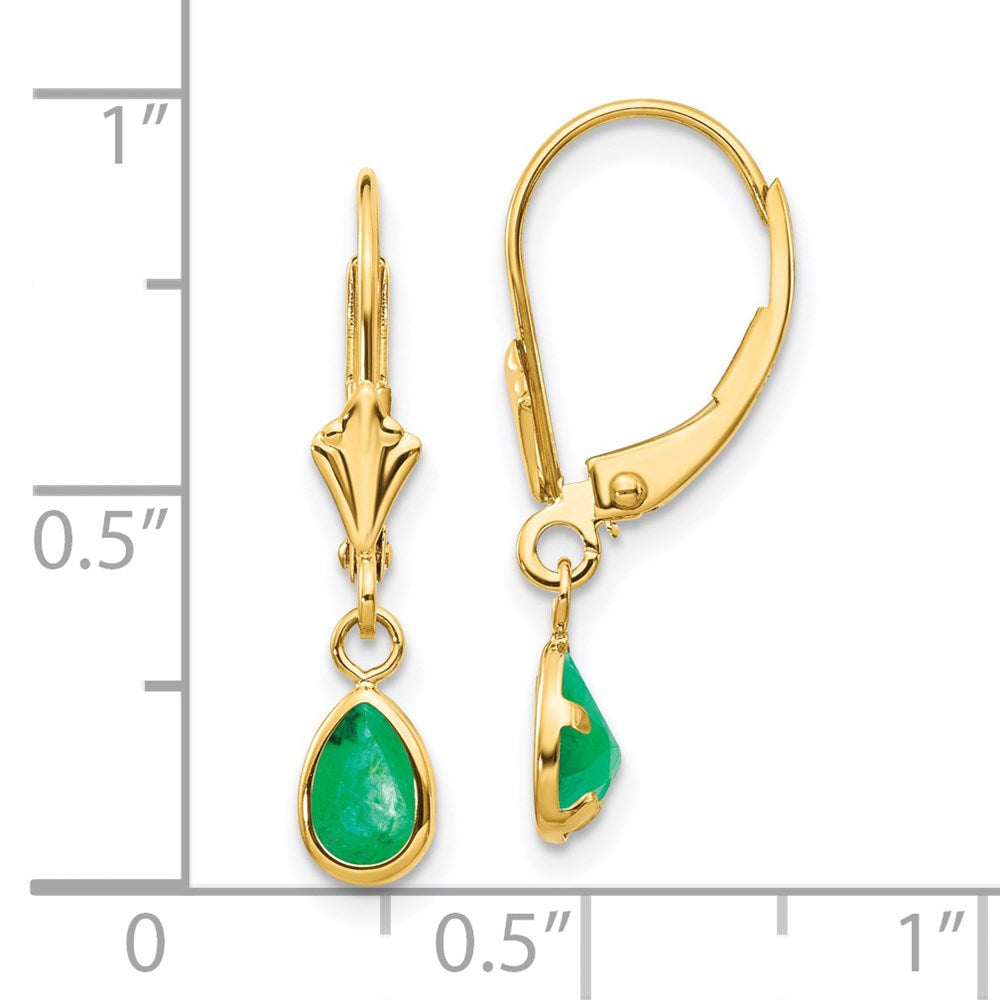 14K Gelbgold Ohrringe mit Smaragd (6x4 mm), Geburtsstein Mai
