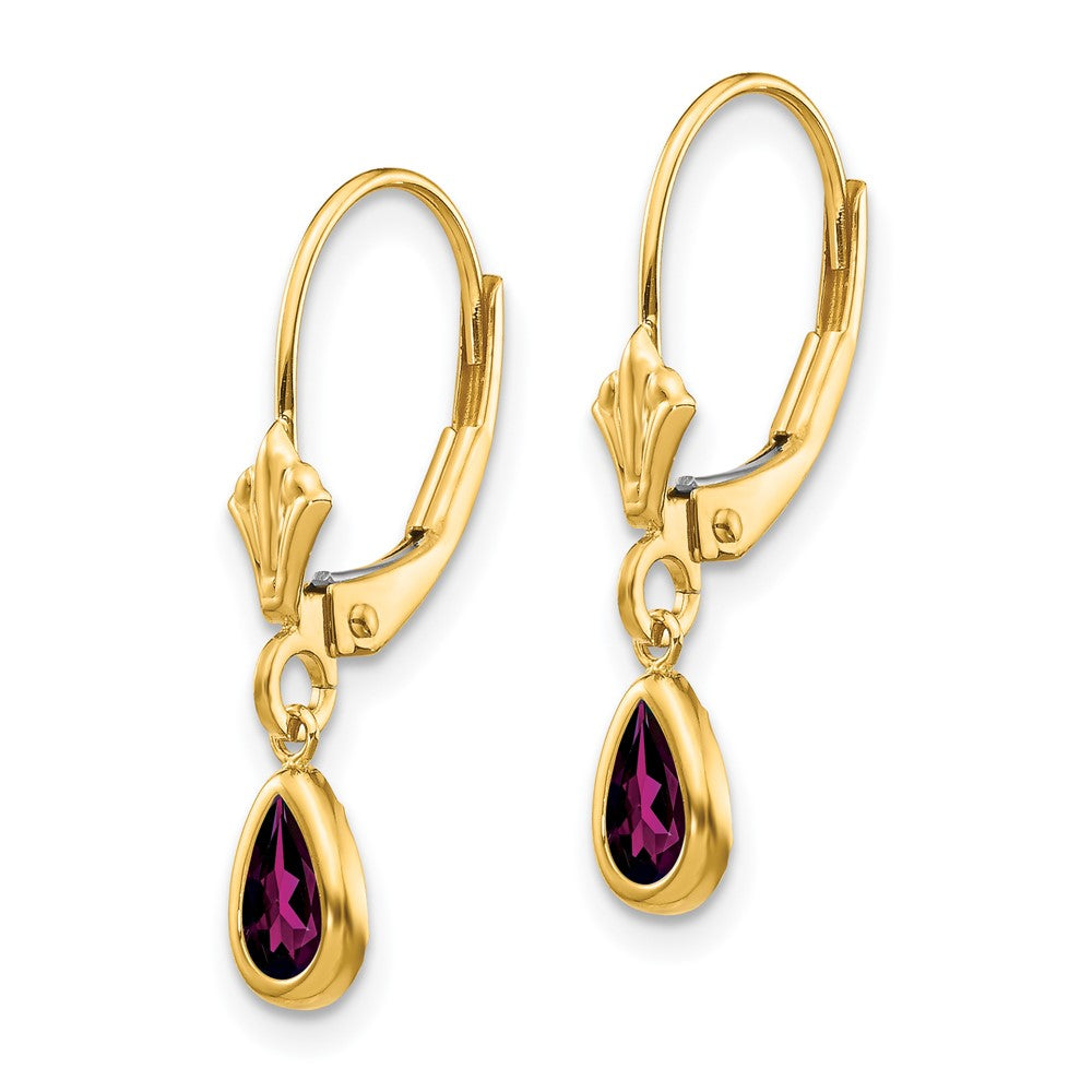 14K Gelbgold 6x4mm Rhodolith Granat/june Ohrringe