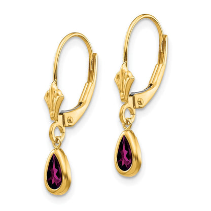 14K Gelbgold 6x4mm Rhodolith Granat/june Ohrringe