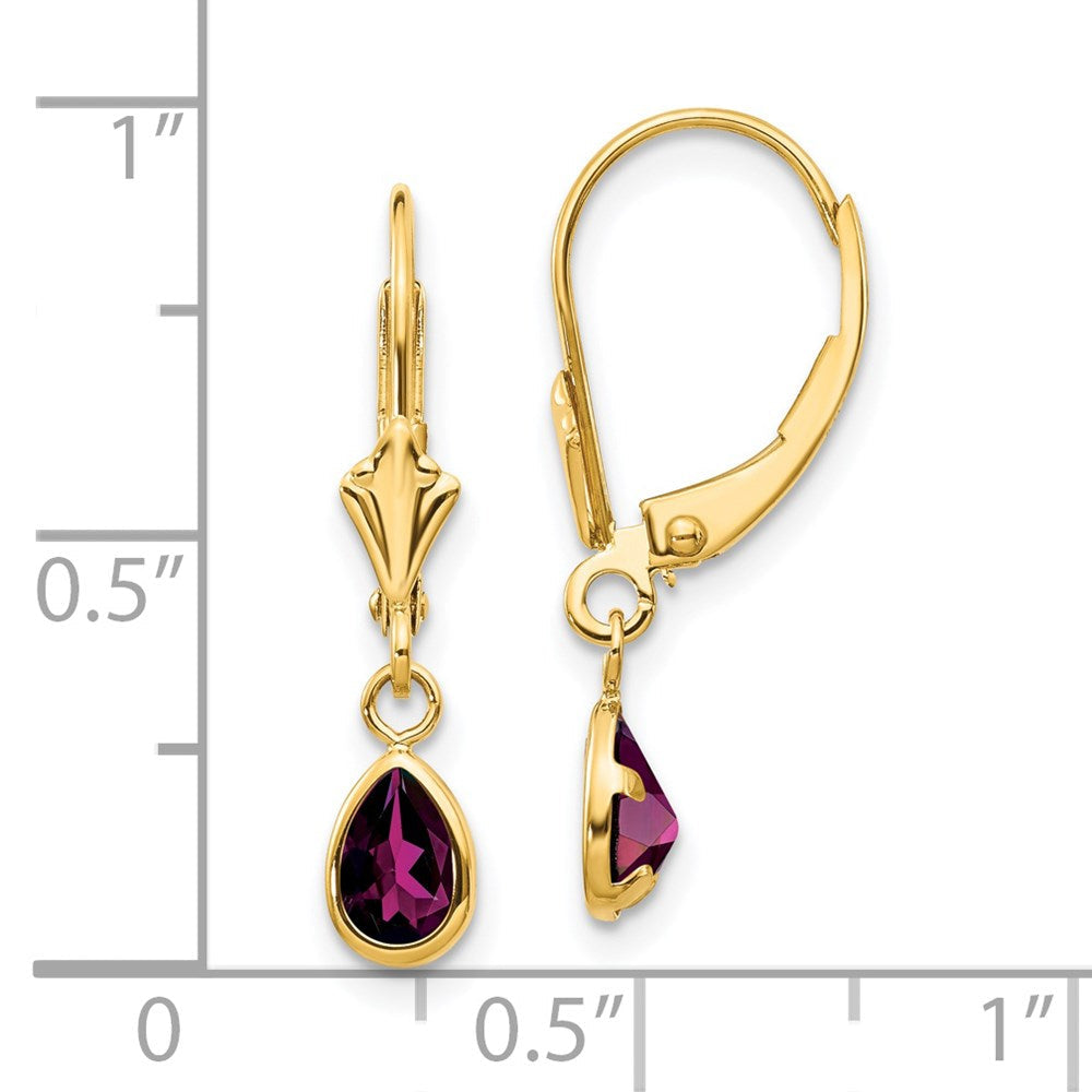 14K Gelbgold 6x4mm Rhodolith Granat/june Ohrringe