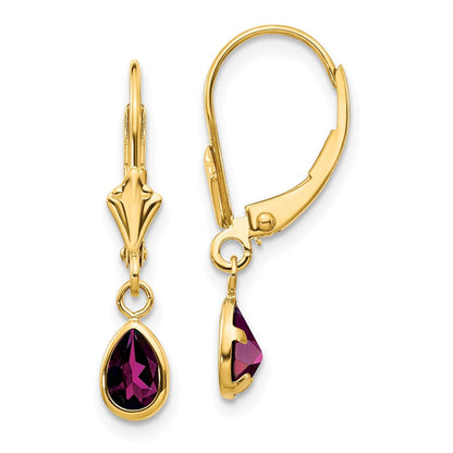 14K Gelbgold 6x4mm Rhodolith Granat/june Ohrringe