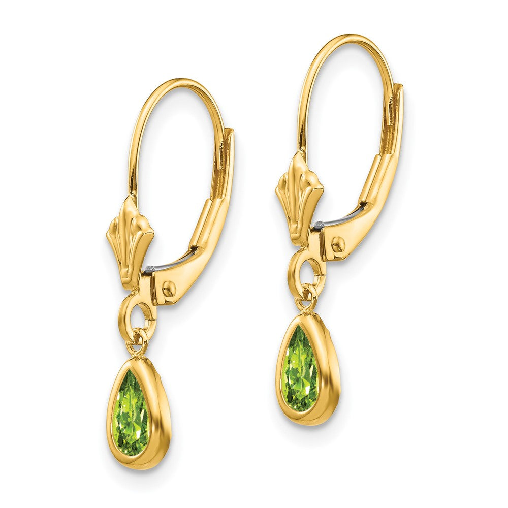 14K Gelbgold 6x4mm August/peridot Ohrringe
