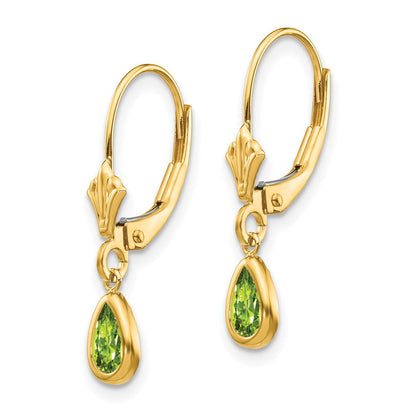 14K Gelbgold 6x4mm August/peridot Ohrringe
