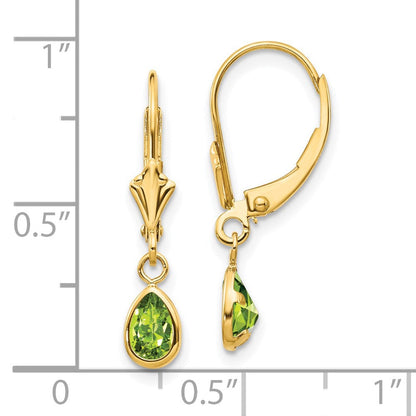 14K Gelbgold 6x4mm August/peridot Ohrringe