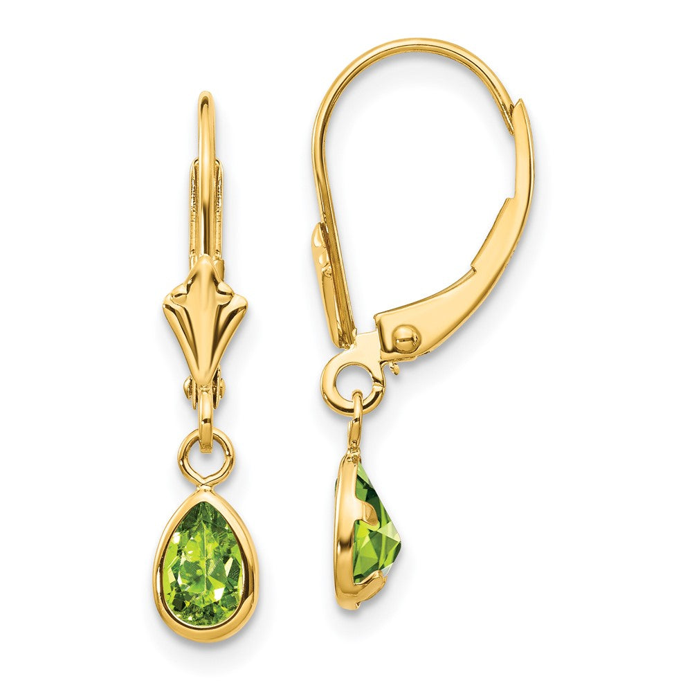 14K Gelbgold 6x4mm August/peridot Ohrringe