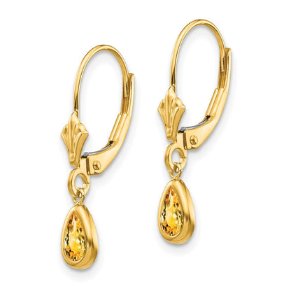 14K 6x4 mm November/Citrin Ohrringe