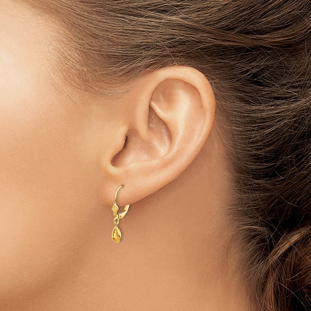 14K 6x4 mm November/Citrin Ohrringe
