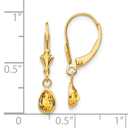 14K 6x4 mm November/Citrin Ohrringe