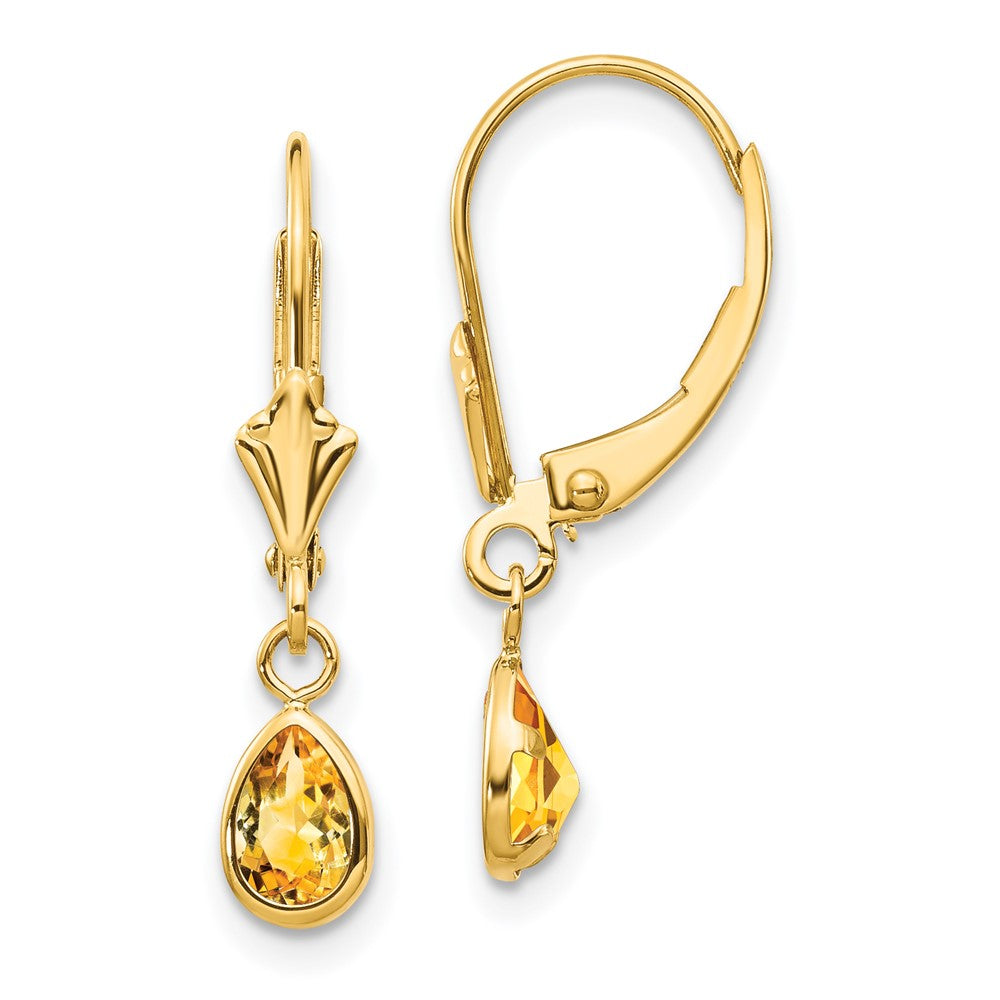 14K 6x4 mm November/Citrin Ohrringe