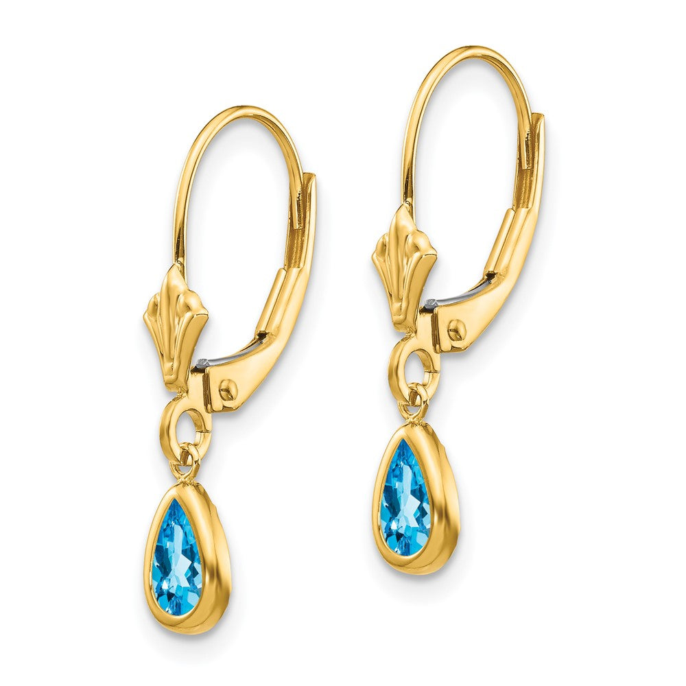 14K 6x4 mm Dezember/Blautopas-Ohrringe