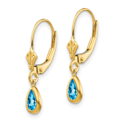 14K 6x4 mm Dezember/Blautopas-Ohrringe
