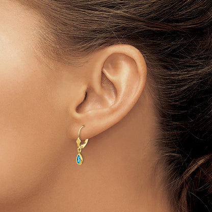 14K 6x4 mm Dezember/Blautopas-Ohrringe