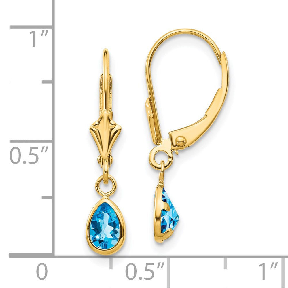 14K 6x4 mm Dezember/Blautopas-Ohrringe